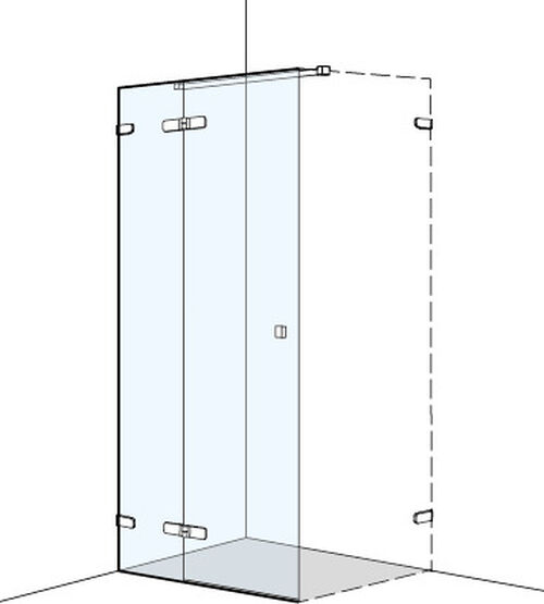 Fl&uuml;gelt&uuml;re Koralle S505 Plus Verchromt Echtglas klar Duschguard
