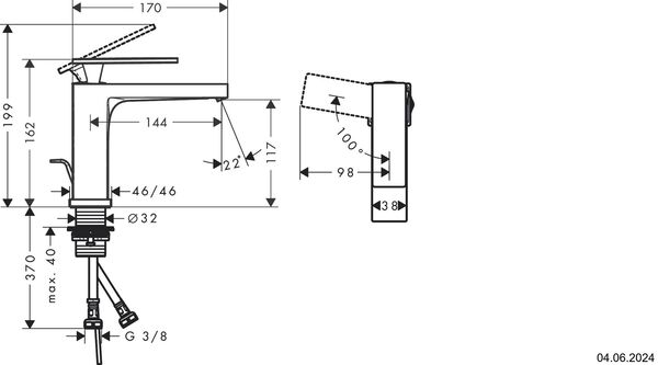 Einlochmischer Hansgrohe Tecturis E schwarz matt image number 1