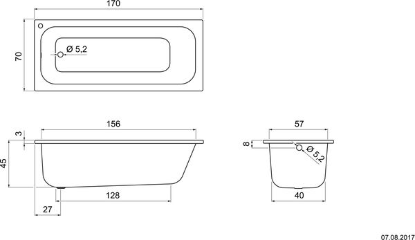 Baignoire Schmidlin Norm Classic avec trou blanc image number 1