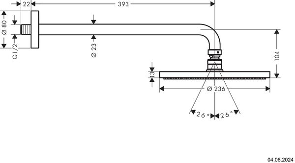Regenbrause Hansgrohe Raindance S 240 Powder Rain, &frac12;" Verchromt image number 1