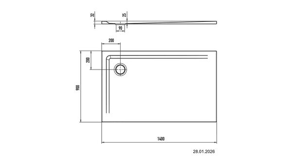 Receveur de douche Kaldewei Superplan 90 x 140 cm Blanc image number 2