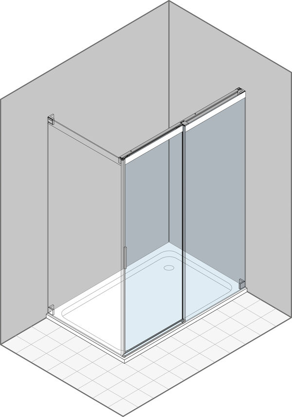 Paroi coulissante Duka Acqua 5000 new Couleur acier inoxydable Verre clair avec s&eacute;rigraphie blanche au-dessus image number 0