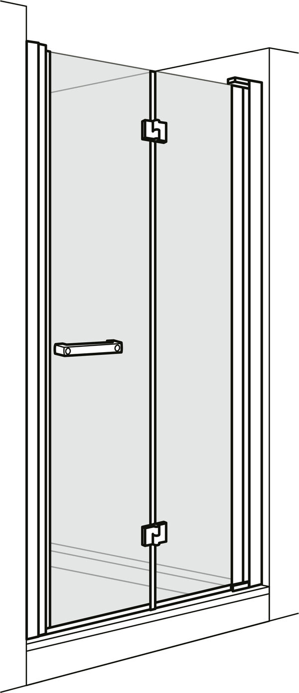 Porte tournante pliante Duscholux Optima 6 noir mat Verre clair image number 0