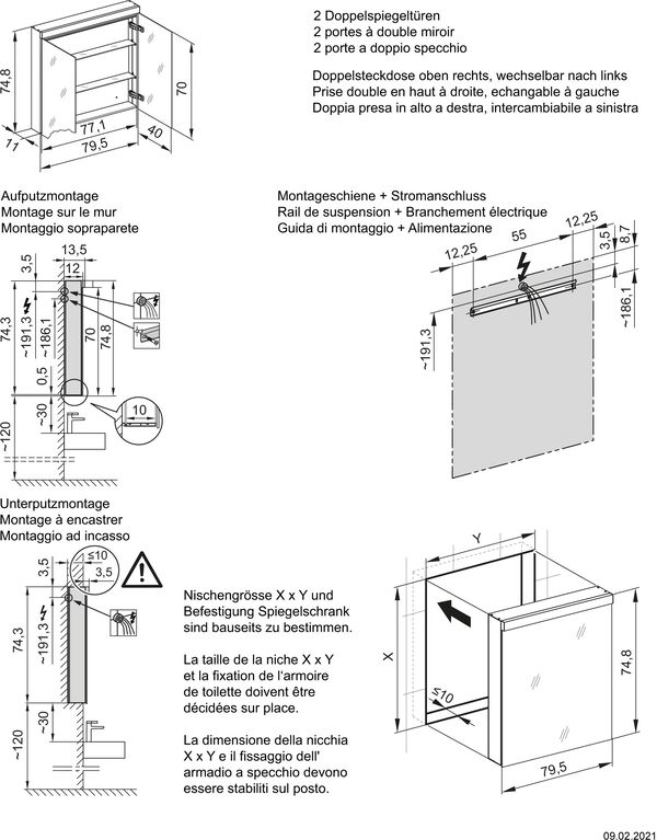 Armoire de toilette Schneider Low basic LED blanc image number 1