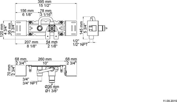 Einbaukörper Vola ½", für Mischer rechts, 100X image number 1