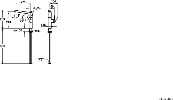 Sp&uuml;ltischmischer KWC Domo E Edelstahl matt image number 1