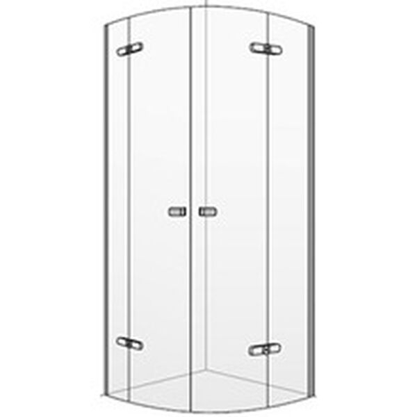 Parete diagonale Koralle S500 semitonda, 90 x 90 cm, per raggio 550 mm, altezza 200 cm, 2 porte image number 0