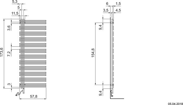 Radiateur de bain Zehnder Yucca Asym chromé image number 1