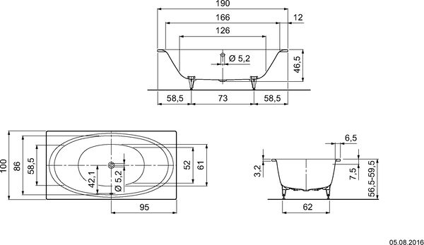 Badewanne Kaldewei Ellipso Duo weiss Cleaneffekt image number 1