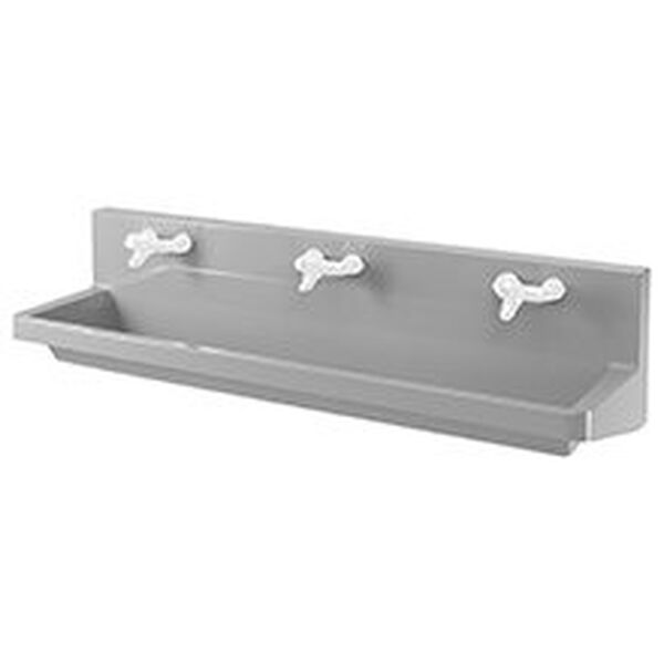 Lavabo a canale Romay, larghezza 180 cm, per 3 miscelatori a parete, con spalliera 30 cm, image number 0