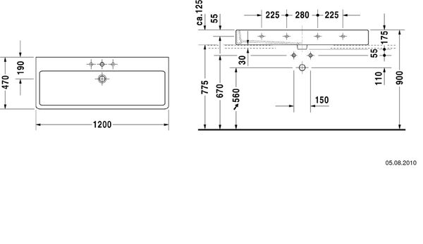 Auflegewaschtisch Vero 120 x 47 cm Weiss image number 1