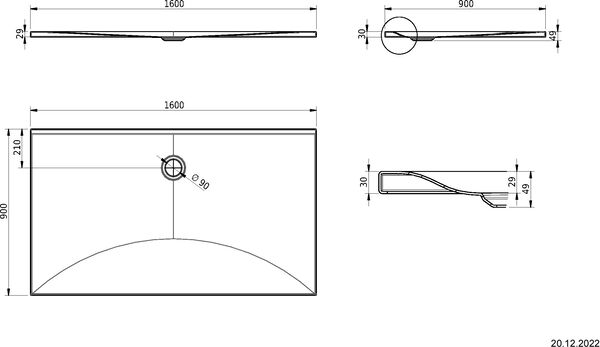 Receveur de douche Schmidlin Viva 160 x 90 cm Blanc Cleaneffekt image number 1