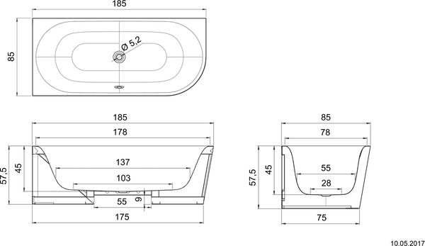 Badewanne Schmidlin Sella Shape Left weiss image number 1