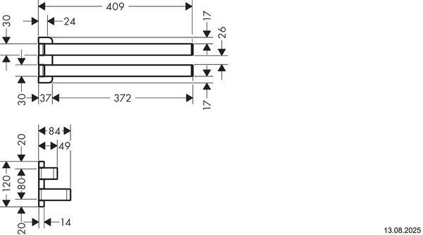 Porte-linge Axor Universal Softsquare Brushed black chrome image number 1