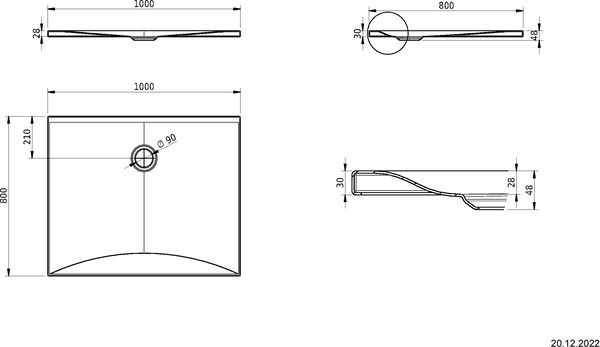 Duschenwanne Schmidlin Viva 100 x 80 cm Weiss Gleitschutz Antigliss Pro image number 1
