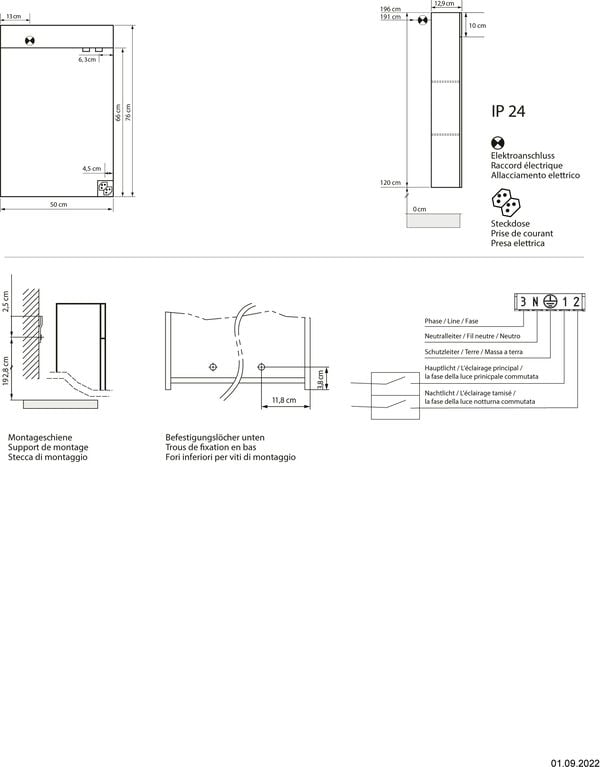 Armoire de toilette Sidler Gradient LED AP Blanc couleur de lumière réglable en continu 2000-6500 K image number 1