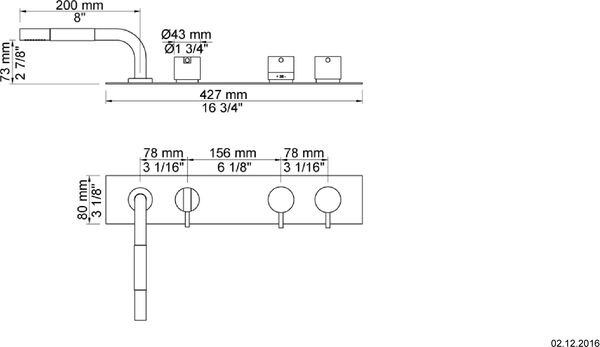 Garniture de remplissage Vola 4-trous Chromé image number 1