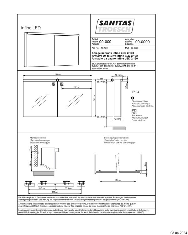 Spiegelschrank Alterna infine LED weiss Lichtfarbe Warmweiss 3000 K image number 1