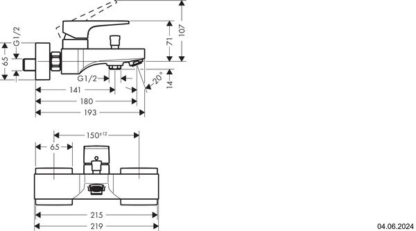 Bademischer Hansgrohe Metropol verchromt image number 1
