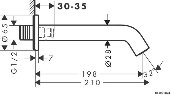 Wanneneinlauf Hansgrohe Tecturis S ½" Verchromt image number 1