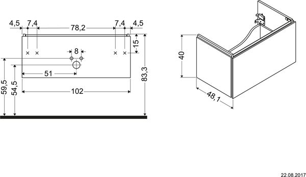 Waschtischmöbel L-Cube eiche dunkel gebürstet image number 1