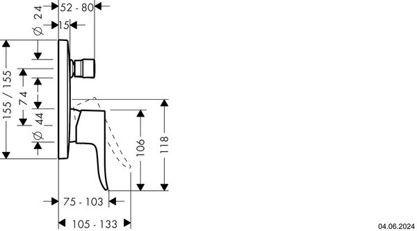Bademischer-Endmontageset Hansgrohe Metris Verchromt image number 1