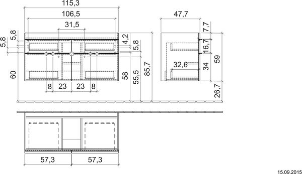 Waschtischm&ouml;bel Venticello Weiss hochglanz Griff verchromt image number 1