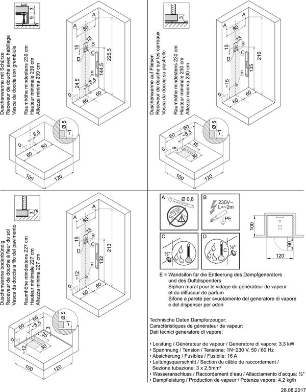 Dampfdusche Hoesch Sense Perience weiss Echtglas klar EverClean image number 1