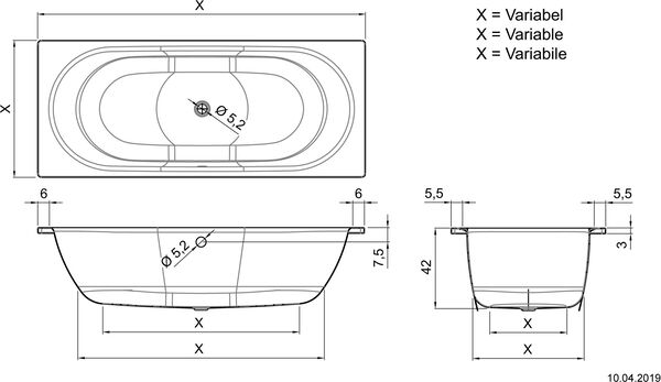 Badewanne Schmidlin Duett Vario weiss image number 1