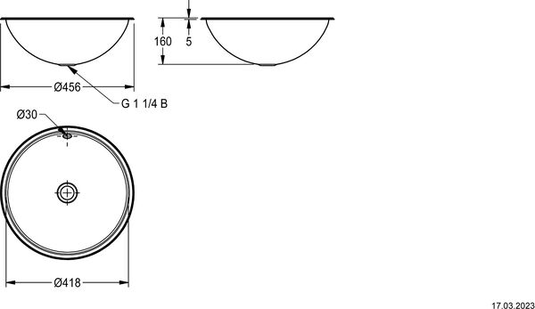 Einbauwaschtisch KWC Rondo RNDH 420 hochglanz innen und aussen image number 1