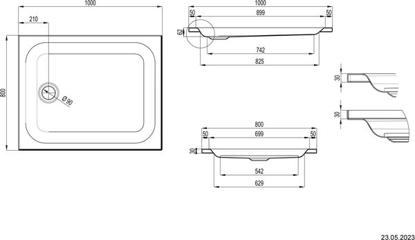 Receveur de douche Schmidlin avec rebords 100 x 80 cm Beige bahama Cleaneffekt image number 1
