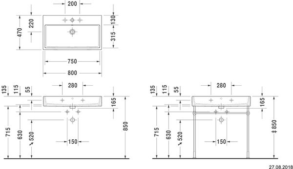 Waschtisch Duravit Vero Air 80 x 47 cm Weiss image number 1