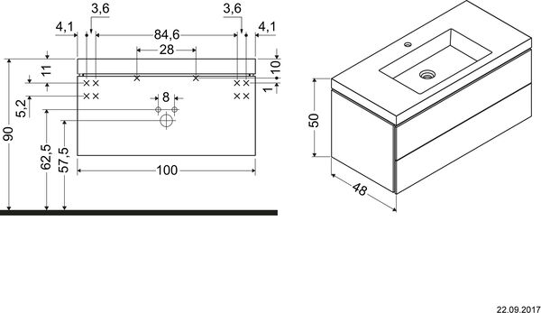 Combinaison de lavabo Duravit Vero Air Noyer bross&eacute; image number 1