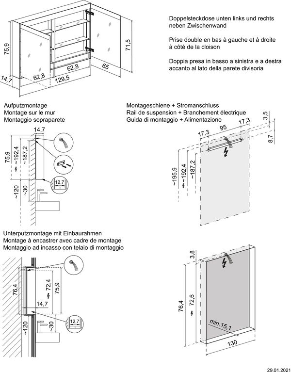 Spiegelschrank Schneider Filo HCL grau image number 1