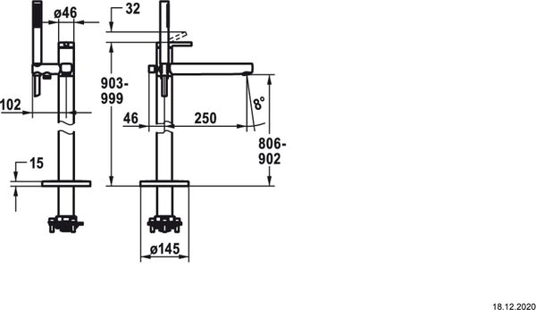 Bademischer KWC Ava 2.0-Standmodell Verchromt image number 1