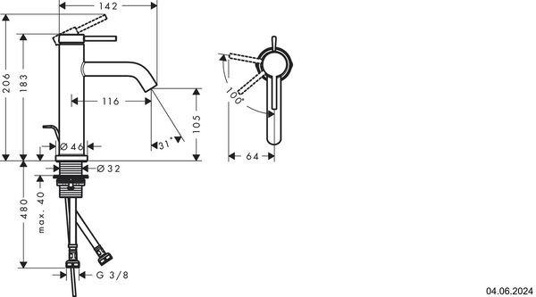 Einlochmischer Hansgrohe Tecturis S brushed bronze image number 1