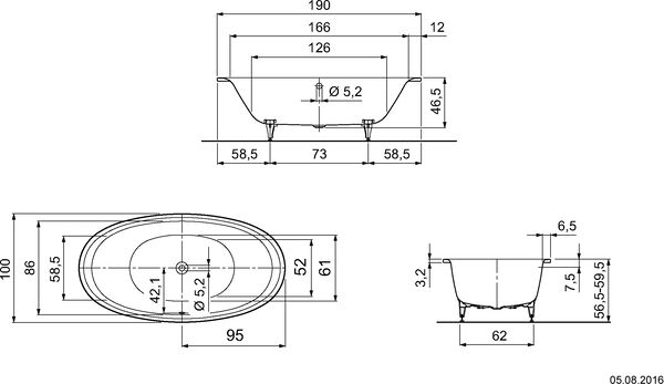 Badewanne Kaldewei Ellipso Duo Oval weiss Cleaneffekt image number 1