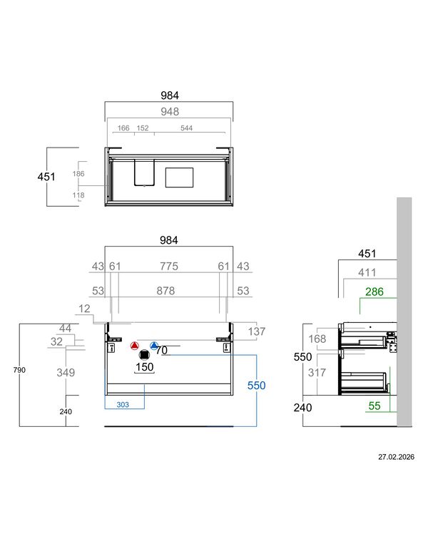 Meuble sous-lavabo Alterna meda S Light grey image number 1
