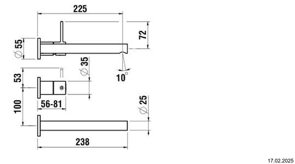 Wandmischer Endmontageset Laufen Twinplus Slim verchromt image number 1