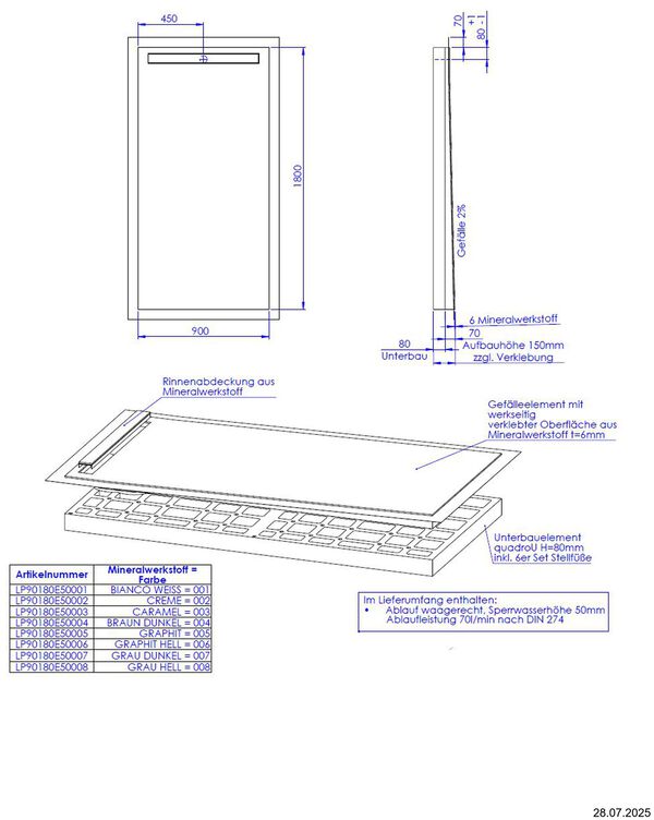 &Eacute;l&eacute;ment de douche Schedel LinePlus Pure image number 1
