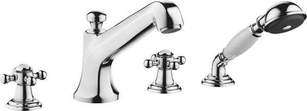 Garniture de remplissage de baignoire Madison 4-trous goulot S 225 mm, robinets douche à main extensible image number 0