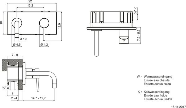 Wandmischer-Endmontageset Emporio Via Tortona Finox image number 1