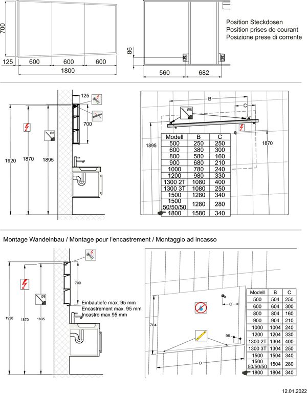Spiegelschrank Alterna quattro luci LED Weiss image number 1