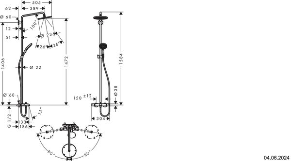 Showerpipe Hansgrohe Raindance Select S 240 verchromt image number 1