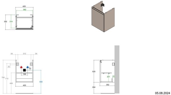Meuble sous-lavabo Alterna calea plus Gris ombra image number 1