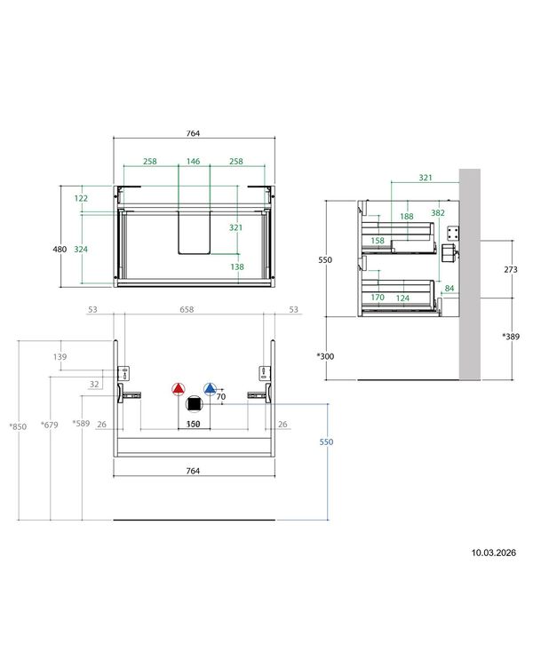 Meuble sous-lavabo Alterna modena S Ch&ecirc;ne Sherman anthracite image number 1