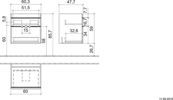 Meuble sous-lavabo Venticello Blanc brillant Poign&eacute;e chrom&eacute; image number 1