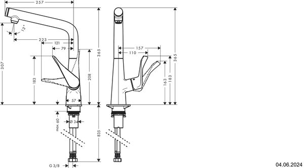 Spültischmischer Hansgrohe Metris Select Edelstahloptik image number 1