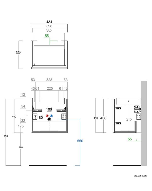 Meuble sous-lavabo Alterna meda S Anthracite image number 1