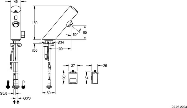 Commande de lavabo KWC F3 mélangeur chromé image number 1
